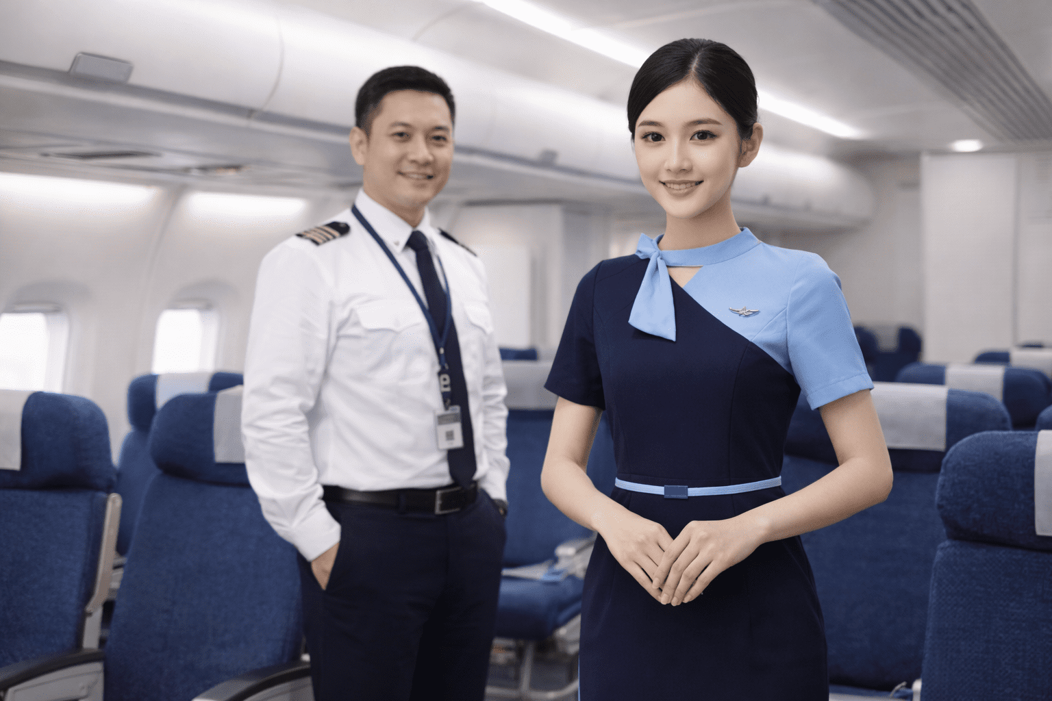 siswa prmaugari beridir di dalam cabin oesawat