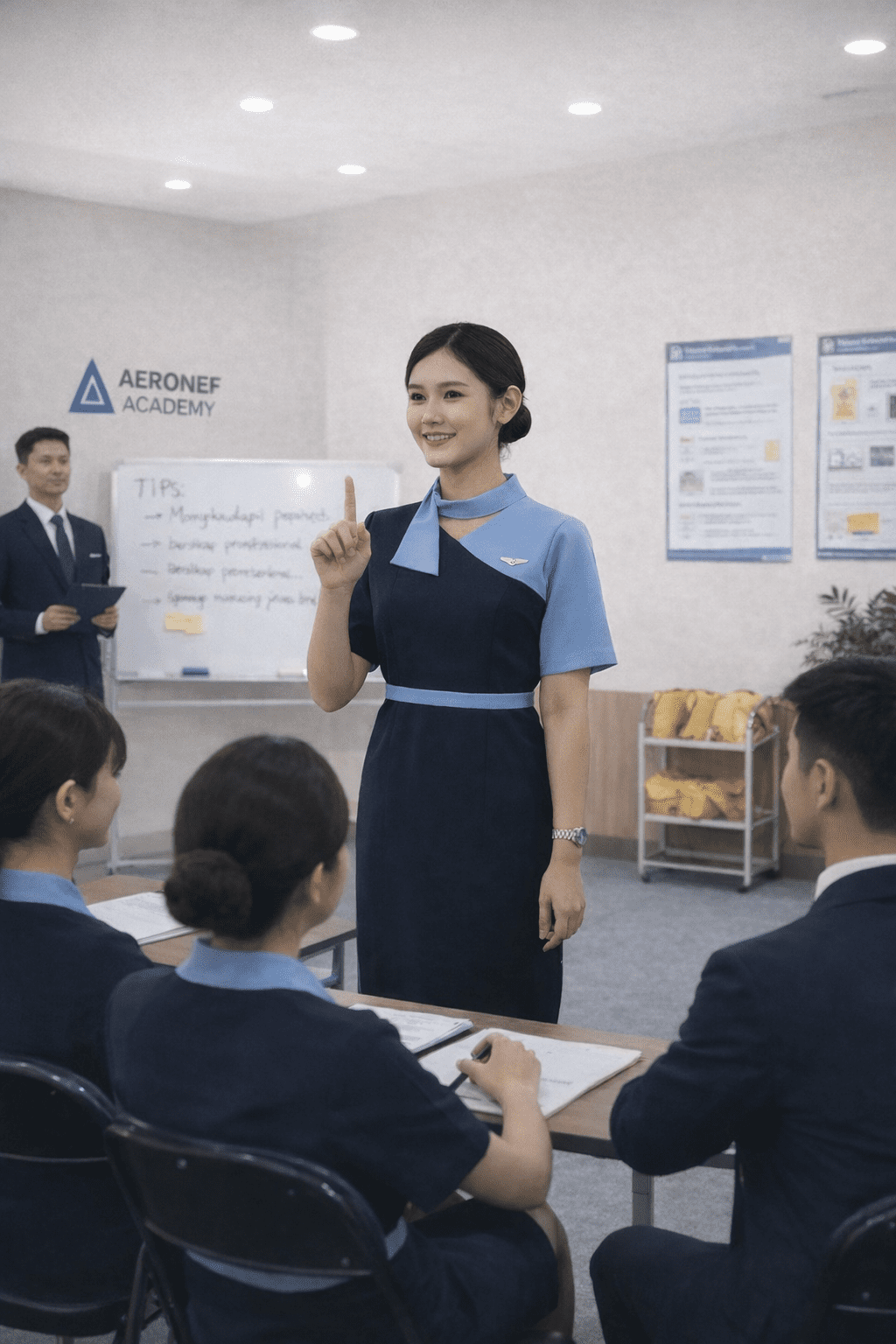 Seorang pramugari menjelaskan mengenai "apakah sekolah pramugari sulit"?