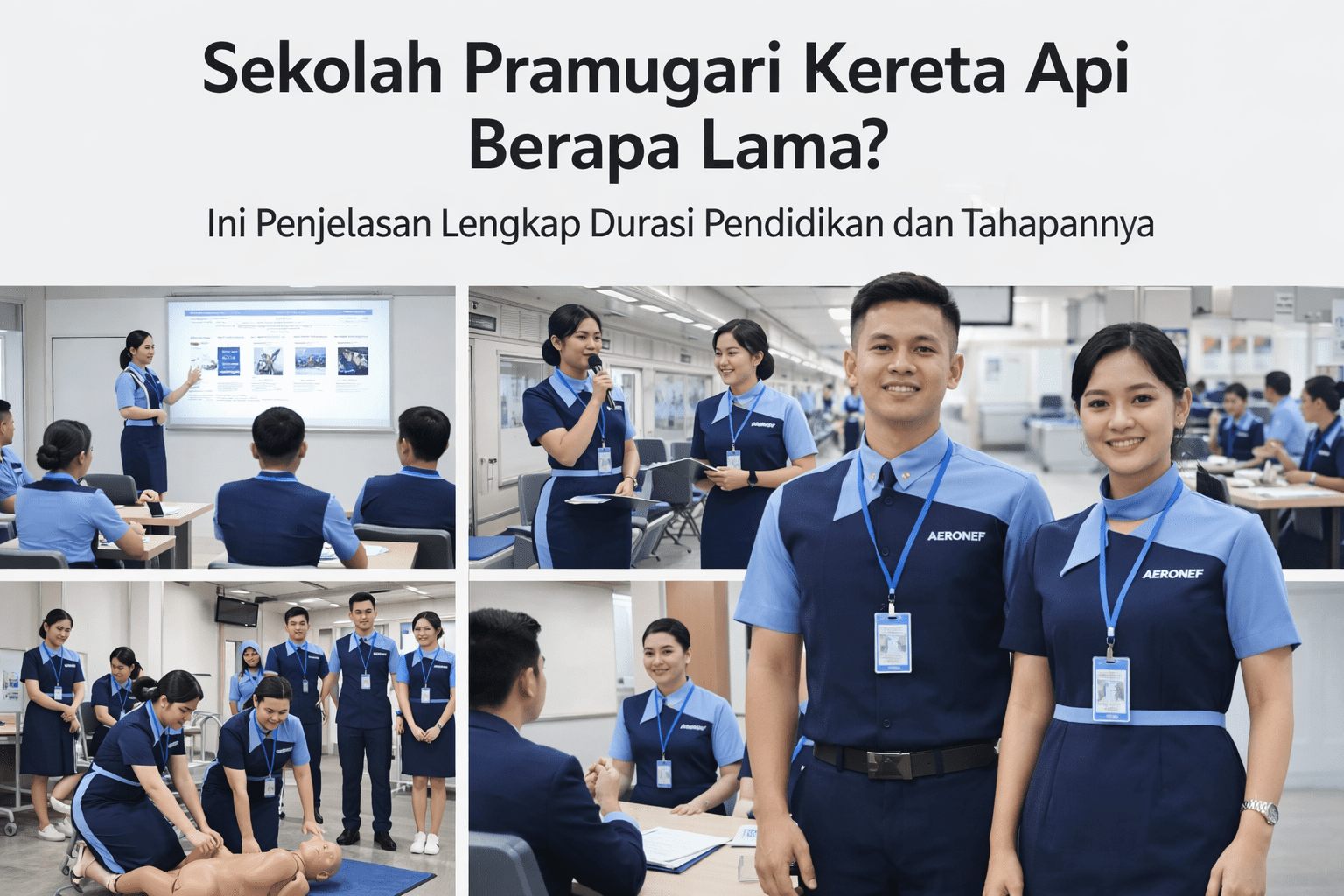 pramugari sedang menjelaskan Sekolah Pramugari Kereta Api Berapa Lama? Ini Penjelasan Lengkap Durasi Pendidikan dan Tahapannya