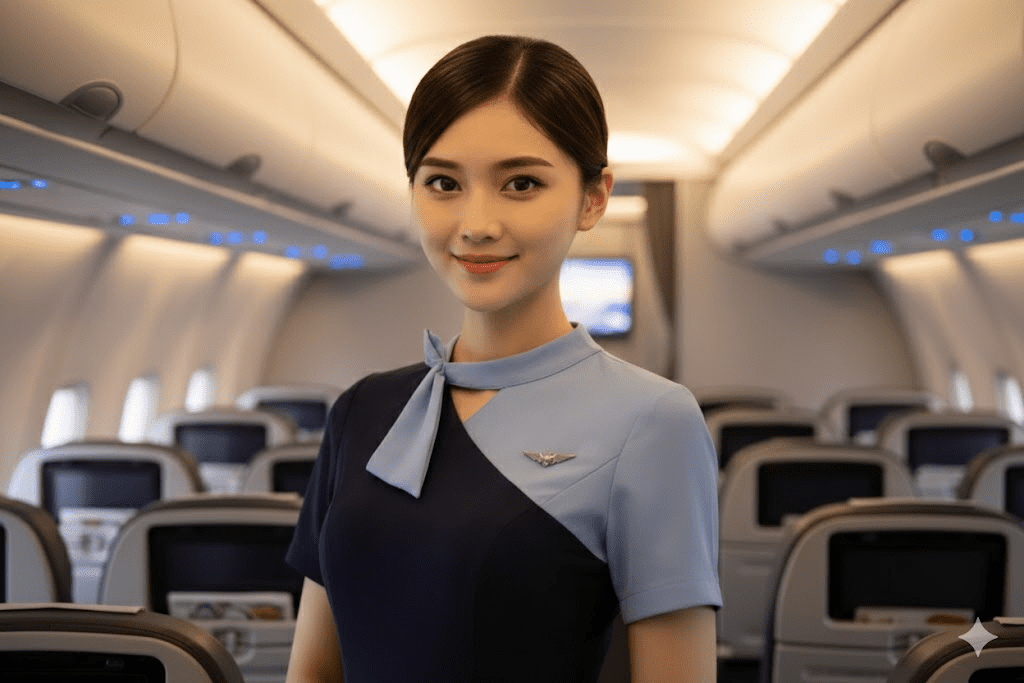 pramugari di dalam cabin pesawat