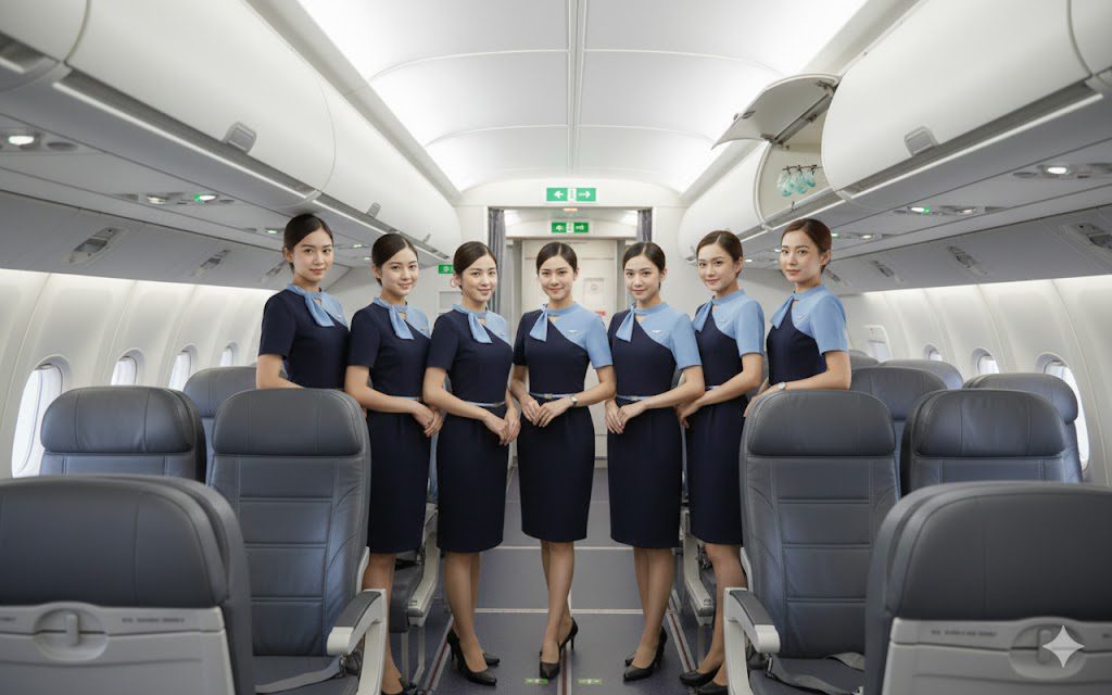 calon pramugari di dalam cabin pesawat