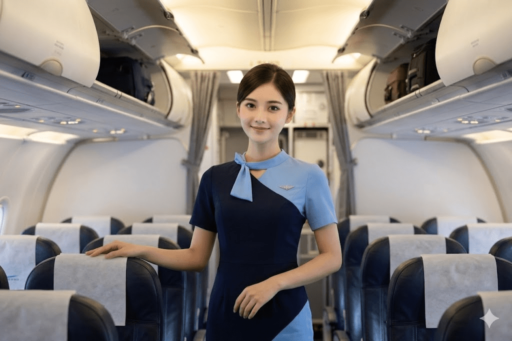 Pramugari profesional di kabin pesawat menjelaskan kontrak kerja pramugari