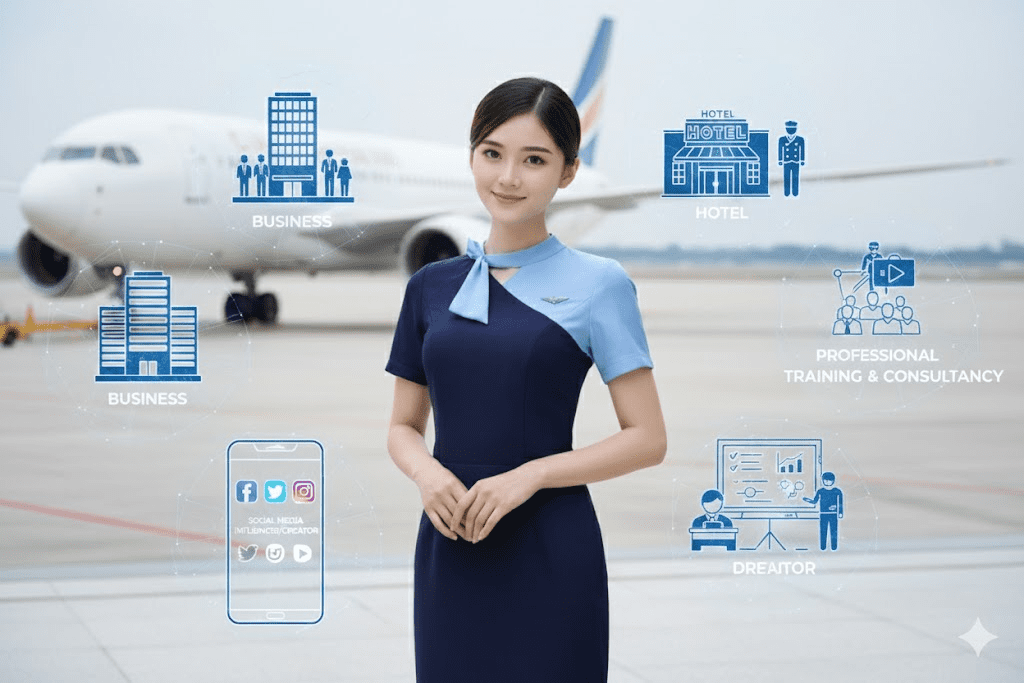 Pramugari yang sedang melihat masa depan kariernya dengan berbagai pilihan profesi.