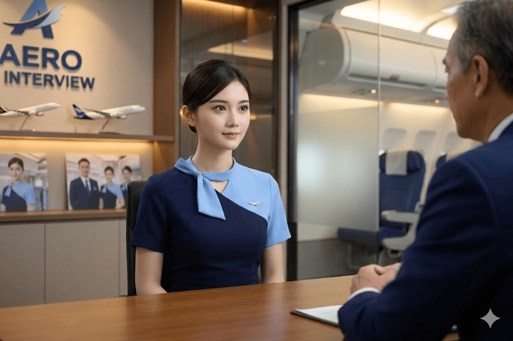 pramugari sedang menjalani proses interview