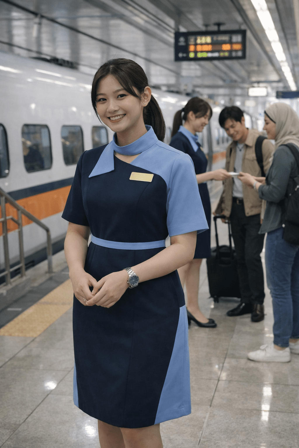 pramugari sedang menunjukkan Apa Itu Pramugari Kereta Api?