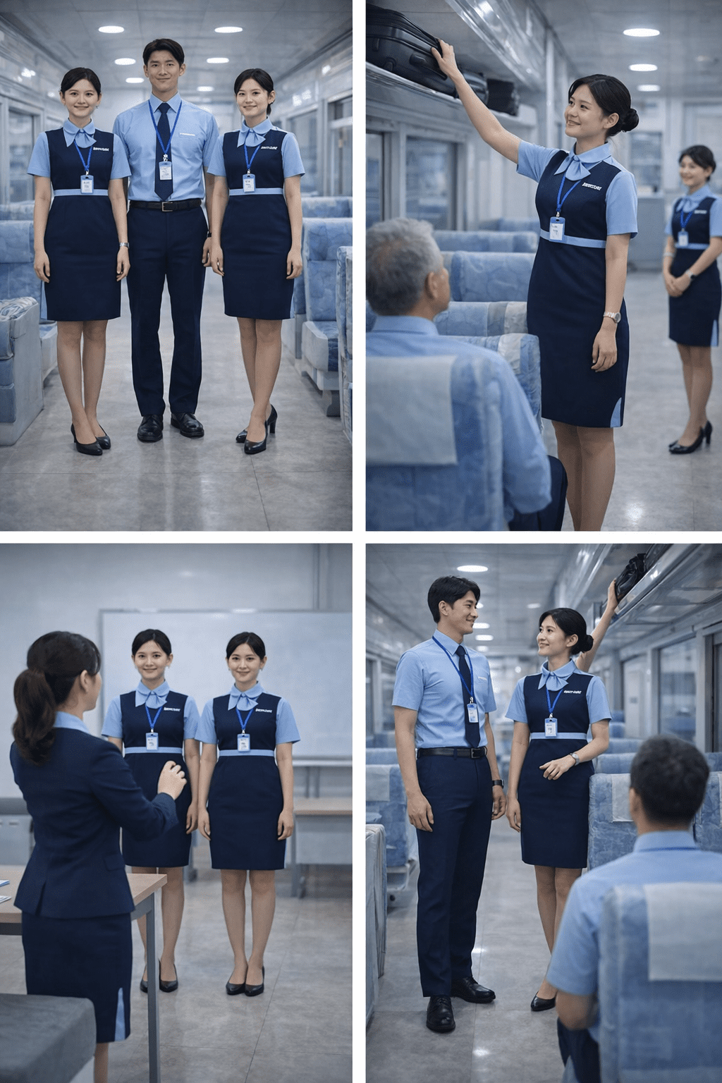 pramugari sedang menunjukkan "Syarat Fisik Masuk Sekolah Pramugari Kereta Api"