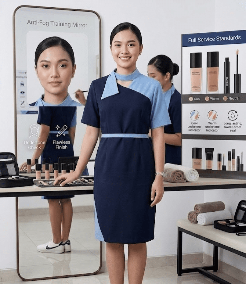pramugari sedang menunjukkan Grooming yang Disukai Recruiter pramugari