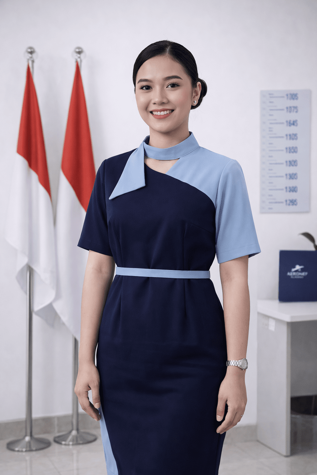 pramugari sedang menunjukkan Syarat Umum dan Khusus Pramugari Kereta Api
